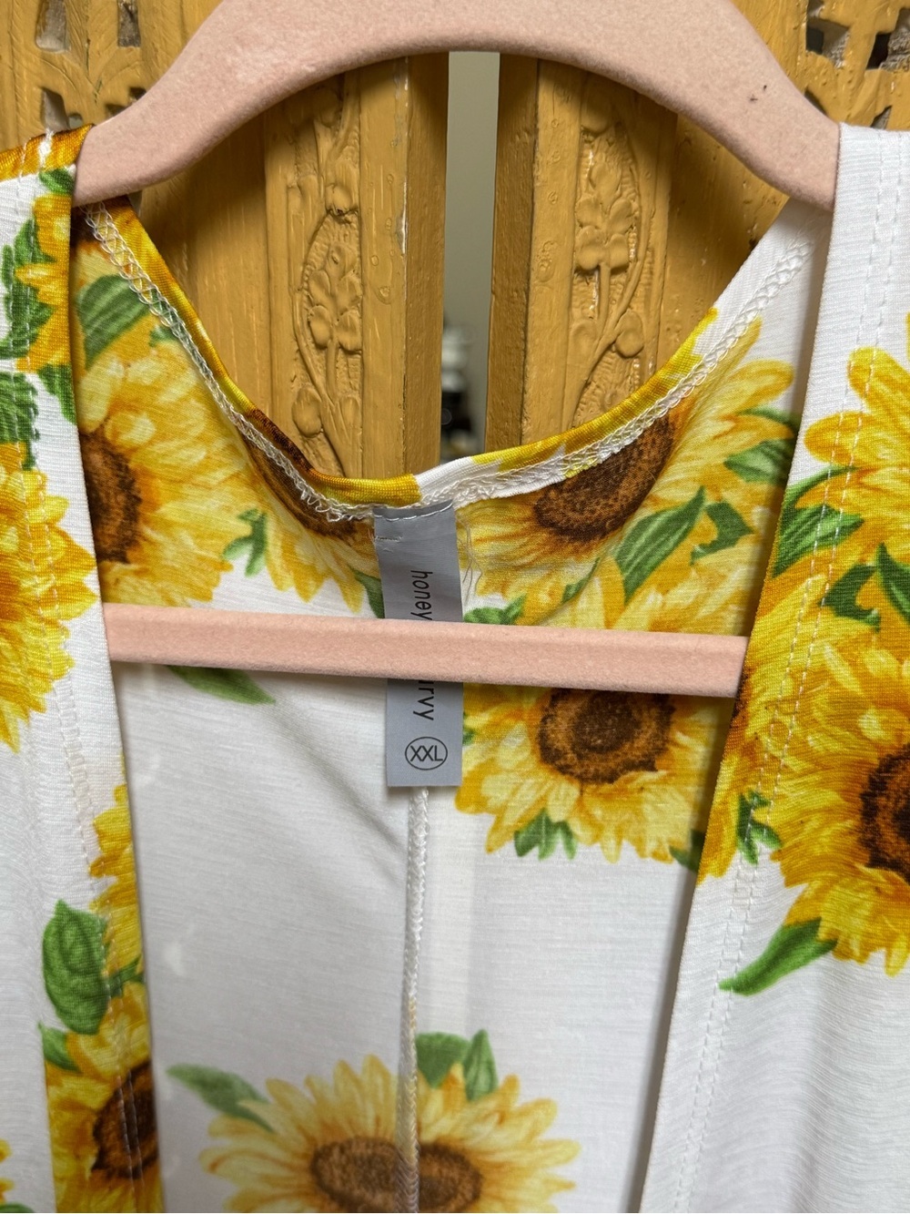 Honey me Curvy Bold Sunflower Print Kimono Swim Cover. Beach Vacation Boho - Picture 3 of 8